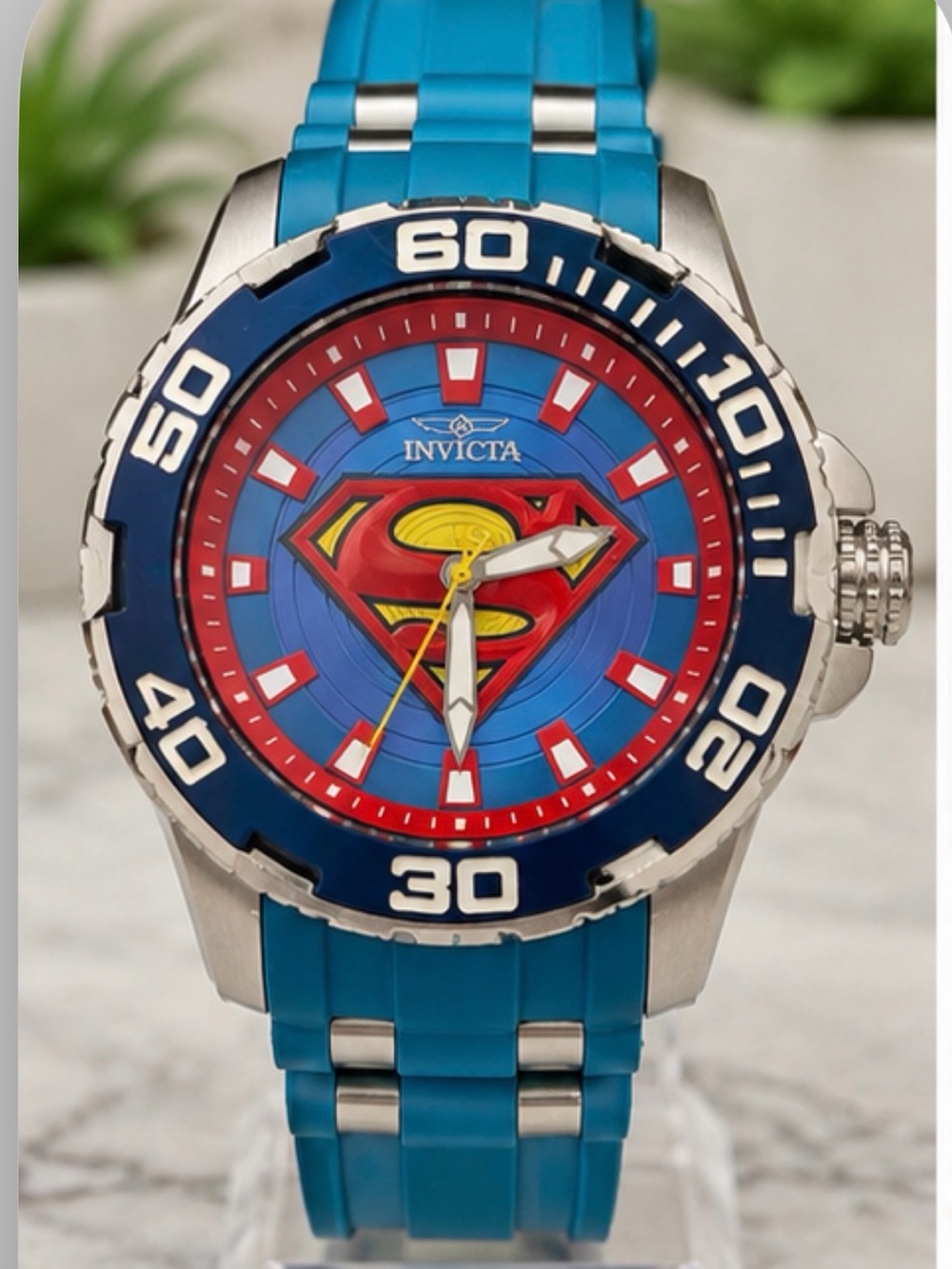 Invicta Blue, Red and Yellow Superman Logo Men's Watch